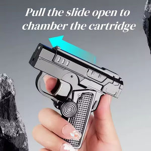 Encendedor Metálico Plegable con Forma de Pistola, Giratorio Antiestrés para Dedo, con Láser para Cigarros y Fiestas, Aleación de Zinc, a Gas - Product Image 4