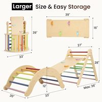 Triangle d'escalade Montessori en bois poli personnalisé avec rampe et échelle, structure d'escalade pliable pour enfants pour aire de jeux