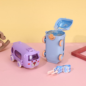 Botella de Agua Portátil para Niños, Linda, de 500 ml, con Forma de Autobús, con Pajita y Correa para el Hombro, para Niños y Niñas, para la Escuela y el Hogar - Product Image 3