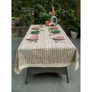 Tasavvur-e-Saahil TABLE CLOTH Natural Style Floral Print Home Decoration Wedding <b>Garden</b> Party Table Runner Placemat - Product Image 1