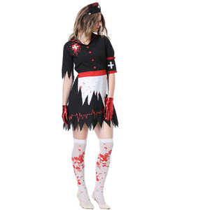 Vampire Nurse Costume Halloween Horror Cosplay Dress With Hat Gloves Socks Size S For Women - Product Image 4