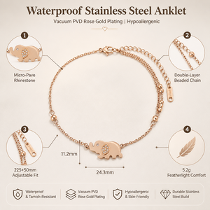 Bracelet de cheville élégant de haute qualité, bijoux imperméables en acier inoxydable, bracelet de cheville en forme de pied d'éléphant - Product Image 1