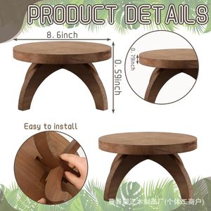 New wooden round flower <b>stand</b> for home use, balcony flower <b>pot</b> storage rack, living room floor-standing potted plant and flower - Product Image 4