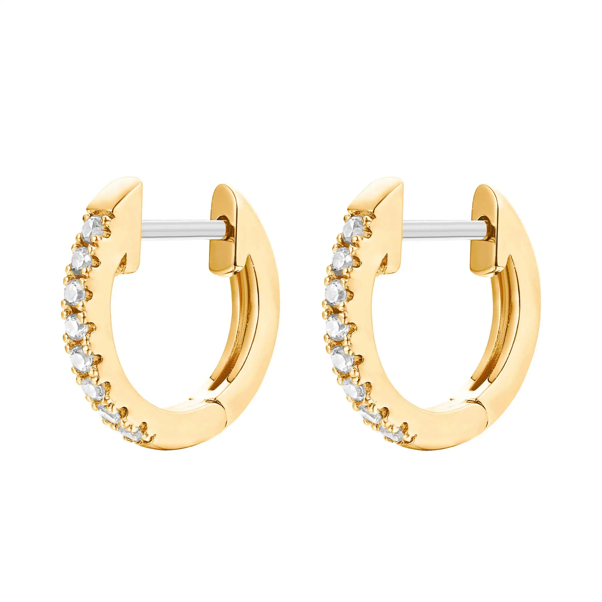 14K Gold Plated Cubic Zirconia Cuff Earrings Huggie Stud Women