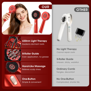 Masseur électrique du cuir chevelu <span class=keywords><strong>pour</strong></span> <span class=keywords><strong>la</strong></span> croissance des cheveux, thérapie par lumière rouge, applicateur d'huile liquide, peigne <span class=keywords><strong>de</strong></span> massage <span class=keywords><strong>de</strong></span> <span class=keywords><strong>la</strong></span> tête, brosse vibrante anti-chute <span class=keywords><strong>de</strong></span> cheveux - Product Image 6