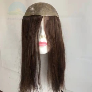 Tupé <span class=keywords><strong>de</strong></span> piel fina <span class=keywords><strong>para</strong></span> <span class=keywords><strong>mujer</strong></span>, peluca <span class=keywords><strong>de</strong></span> <span class=keywords><strong>cabello</strong></span> humano brasileño virgen remy, línea recta, color marrón claro - Product Image 5