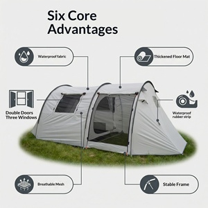 <span class=keywords><strong>Tente</strong></span> de camping <span class=keywords><strong>tunnel</strong></span> double couche imperméable grande capacité <span class=keywords><strong>3</strong></span> saisons avec protection UV argentée, vente chaude directe usine - Product Image 1