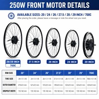 Kit de conversion de vélo électrique avec moteur de moyeu de roue avant 48V 250W, étanche, pour VTT 20 24 26 27.5 28 29 pouces 700C LCD8S