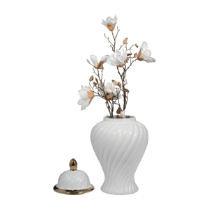 Vaso scultoreo in ceramica con coperchio per decorazioni domestiche, soggiorno, camera da letto, esposizione su tavolo - Product Image 2