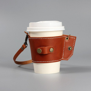 Manchon écologique pour tasse de thé au lait, manchon pour tasse avec poignée en cuir, manchon pliable pour bouteille, isolant thermique et anti-brûlure - Product Image 1