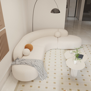 Ghế sofa cong kiểu dáng sáng tạo, thiết kế bất đối xứng dành cho salon làm đẹp, cửa hàng thời trang, phòng chờ - Product Image 4