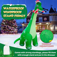Dinosaure géant gonflable de Noël de 13 pieds, écologique, lumineux, imperméable, décorations extérieures pour la cour, le jardin, les fêtes