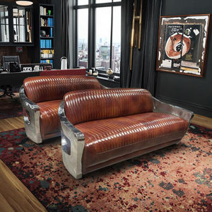 <span class=keywords><strong>Sofa</strong></span> kulit tiga kursi industri Retro kelas atas dengan fitur pendingin bingkai baja tahan karat berkilau untuk gaya loteng ruang tamu - Product Image 2