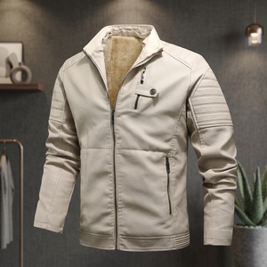 High Quality Men's Winter PU Casual Stand Collar <b>Heated</b> Waterproof Windproof Fleece Lined Zipper Closure Warm Fashionable <b>Jacket</b> - Product Image 3