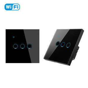 Ce tuya thông minh điều khiển từ xa rãnh thiết kế thiết bị chuyển mạch Glass Bảng điều chỉnh cảm ứng Tường 3 gang EU Anh tiêu chuẩn chuyển đổi thông minh - Product Image 1