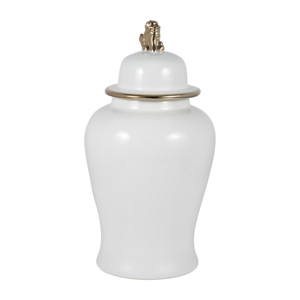 Vaso Decorativo in Ceramica con Finale a Forma di Leone Dorato per Soggiorno o Ufficio - Product Image 1