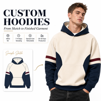Sweat à capuche unisexe Y2K avec passepoil et blocs de couleur, 100 % coton French Terry, coupe oversize, style streetwear, vente en gros, usine OEM