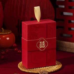 Nouveau Style chinois personnalisé boîte-cadeau de mariage Portable chinois marée Style boîte à bonbons Dragon Phoenix <span class=keywords><strong>pie</strong></span> emballage en or chaud - Product Image 4