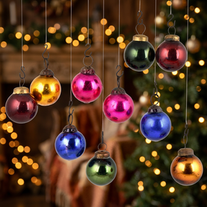 Adornos Navideños Hechos a Mano de Primera Calidad, Bolas de Vidrio Multicolores en Miniatura, Resistentes a la Oxidación, para Uso en Interiores y Exteriores, NCO-46 - Product Image 2