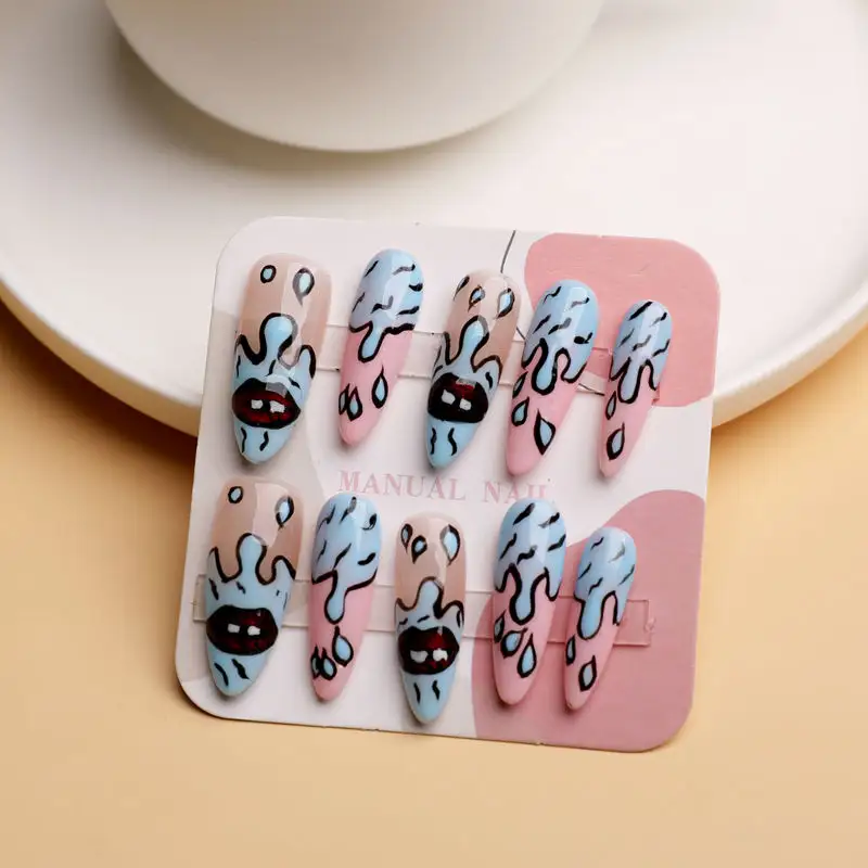 Носимая пудра для ногтей Маникюрные наклейки Нейл-арт съемные искусственные ногти на ногти фиолетовые блестки французские блестки