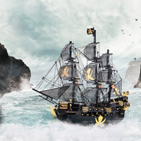 Modèle de puzzle en métal 3D Piececool Black Pearl Ship, à assembler soi-même, modèle d'exposition, cadeau décoratif de collection pour adultes et enfants