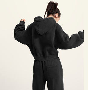 <span class=keywords><strong>Felpa</strong></span> <span class=keywords><strong>Corta</strong></span> <span class=keywords><strong>con</strong></span> <span class=keywords><strong>Cappuccio</strong></span> da Donna Stile Retrò Europeo-Americano, in Pile Lavato, <span class=keywords><strong>con</strong></span> Zip e Stampa a Rilievo - Product Image 4