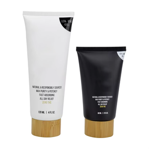 Tubo de plástico cosmético 120ml 4oz Limpiador facial blanco mate Crema facial corporal Loción Tubos para apretar Botella de plástico con tapa de Bambú - Product Image 1