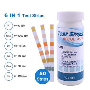 6 en 1 bandelettes de <span class=keywords><strong>test</strong></span> de qualité de l'eau chlore brome PH acide cyanurique dureté alcalinité Auarium bandelette de <span class=keywords><strong>test</strong></span> d'eau 50 pièces - Product Image 2