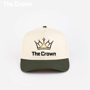 Casquette de baseball structurée à 6 panneaux brodée en 3D avec logo personnalisé, bicolore crème et olive, vente en gros, fabricant - Product Image 2