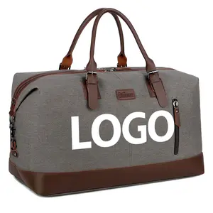 Sac de voyage en toile rétro pour hommes, sac de nuit de grande capacité avec Logo personnalisé