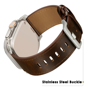 Caccia all'olio marrone in vera <span class=keywords><strong>pelle</strong></span> <span class=keywords><strong>cinturino</strong></span> per <span class=keywords><strong>apple</strong></span> <span class=keywords><strong>Watch</strong></span> Band 42/44/45mm in vera <span class=keywords><strong>pelle</strong></span> bovina <span class=keywords><strong>cinturino</strong></span> Smart <span class=keywords><strong>Watch</strong></span> <span class=keywords><strong>cinturino</strong></span> in <span class=keywords><strong>pelle</strong></span> - Product Image 2