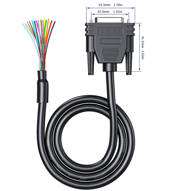 Pure Copper RS232 Serial Data Cable DB15 Male to Female Single-Ended Shielded PVC Jacket Computer Use