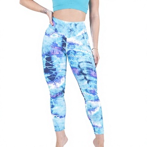High Waist Tie Dye Leggings Full Length Stretch Breathable Sporty Women's Leggings High Waist Tie Dye Leggings - Product Image 1