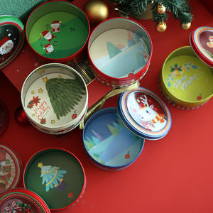 Navidad ventana transparente lata redonda dibujos animados Santa Claus caja de hojalata impresa Navidad caramelo fondant galleta hornear caja de embalaje - Product Image 4