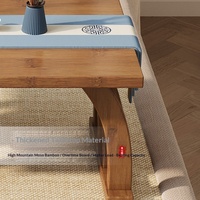 Table basse carrée de style chinois pour baie vitrée, table à thé en bambou pour rebord de fenêtre tatami ou balcon, table de rangement basse pour assise au sol