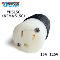 Conector Eléctrico Industrial YD515C NEMA 5-15C, 15A 125V, 3 Puntas con Conexión a Tierra, Enchufe Negro de Latón Sólido