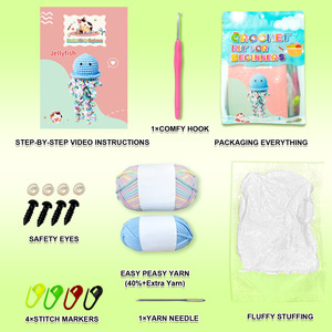 لطيف قنديل البحر الحيوان ديي الكروشيه عدة قلادة الديكور مع الإنجليزية فيديو تعليمي المبتدئين الكروشيه كيت للبالغين الاطفال - Product Image 3