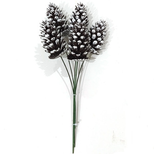 Ramo de Piñas de Pino Artificiales Hua Zi de 30cm-100cm con Efecto Nieve, Decoración para el Hogar de Plástico - Product Image 2