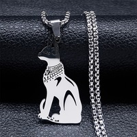 Collier Pendentif Déesse Égyptienne Ancienne Bastet ESF03 en Acier Inoxydable, Bijou Breloque Animale, Cadeau Tendance