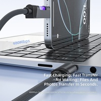 Câble USB-A vers Type-C tressé en nylon avec LED RGB, 1 mètre, 100W, charge rapide, pour appareil photo et écouteurs - Vente en gros