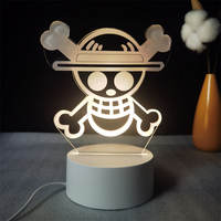 Lampe de nuit 3D unique à l'effigie d'un personnage d'anime, Luffy, avec logo personnalisable, contrôle tactile 3 couleurs, lampe décorative pour enfants, vente chaude