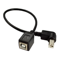 Kabel Ekstensi Pendek Printer USB 2.0 B Female ke Type-B Male (90 Derajat Atas + Bawah Sudut Kanan) 25cm untuk Scanner, Mobile HDD