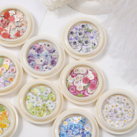 Autocollants en pulpe de bois pour nail art floral 3D style japonais, fleurs réalistes et colorées, décorations DIY