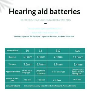 <span class=keywords><strong>Piles</strong></span> auditives économiques et abordables en zinc-air sans mercure, tailles 675/<span class=keywords><strong>312</strong></span>/10A/13A - Product Image 6