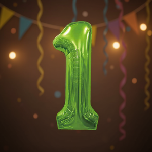 Ballon en feuille métallique Party Love numéro 1 vert 100 cm pour les célébrations des enfants - Product Image 3