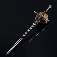 Épée de Chevalier Flamme Eldem de 30 cm en Alliage de Zinc Métallique, Modèle de Collection, Artisanat, Miniature, Accessoires de Cosplay