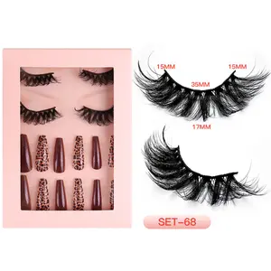 Lashes and Nails Set In Stock cosmeticospormayor High Quality Eyelashes False Nails Set