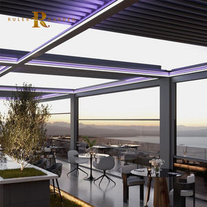 Pergola extérieure pour hôtel, restaurant, bar, maison, jardin, <span class=keywords><strong>cuisine</strong></span>, patio, gazebo, pavillon, auvent pare-soleil, pergola à lames orientables rétractables - Product Image 1