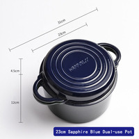 Usine de gros logo personnalisé 2 en 1 rond en fonte émaillée casserole pour four hollandais avec couvercles de casserole Sacue