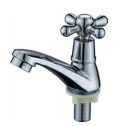 Robinet de lavabo monotrou en alliage de zinc pour eau froide, finition chromée, poignée unique, design moderne à montage sur comptoir, idéal pour salle et chambre.